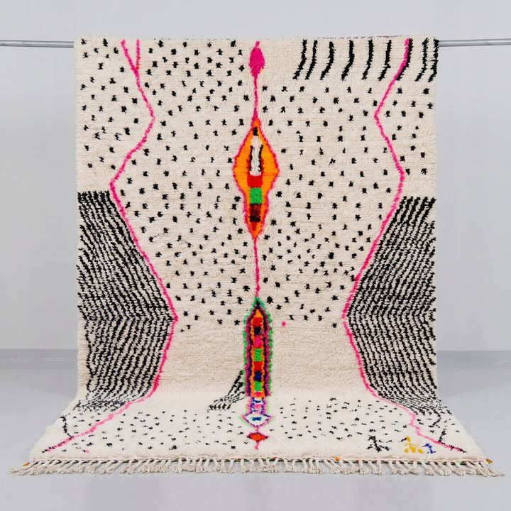 Custom Beni Ourain Rug | Abstract Geometric Accents &amp; Black Dots