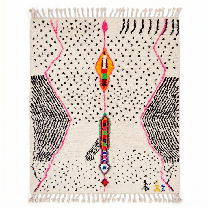 Custom Beni Ourain Rug | Abstract Geometric Accents &amp; Black Dots