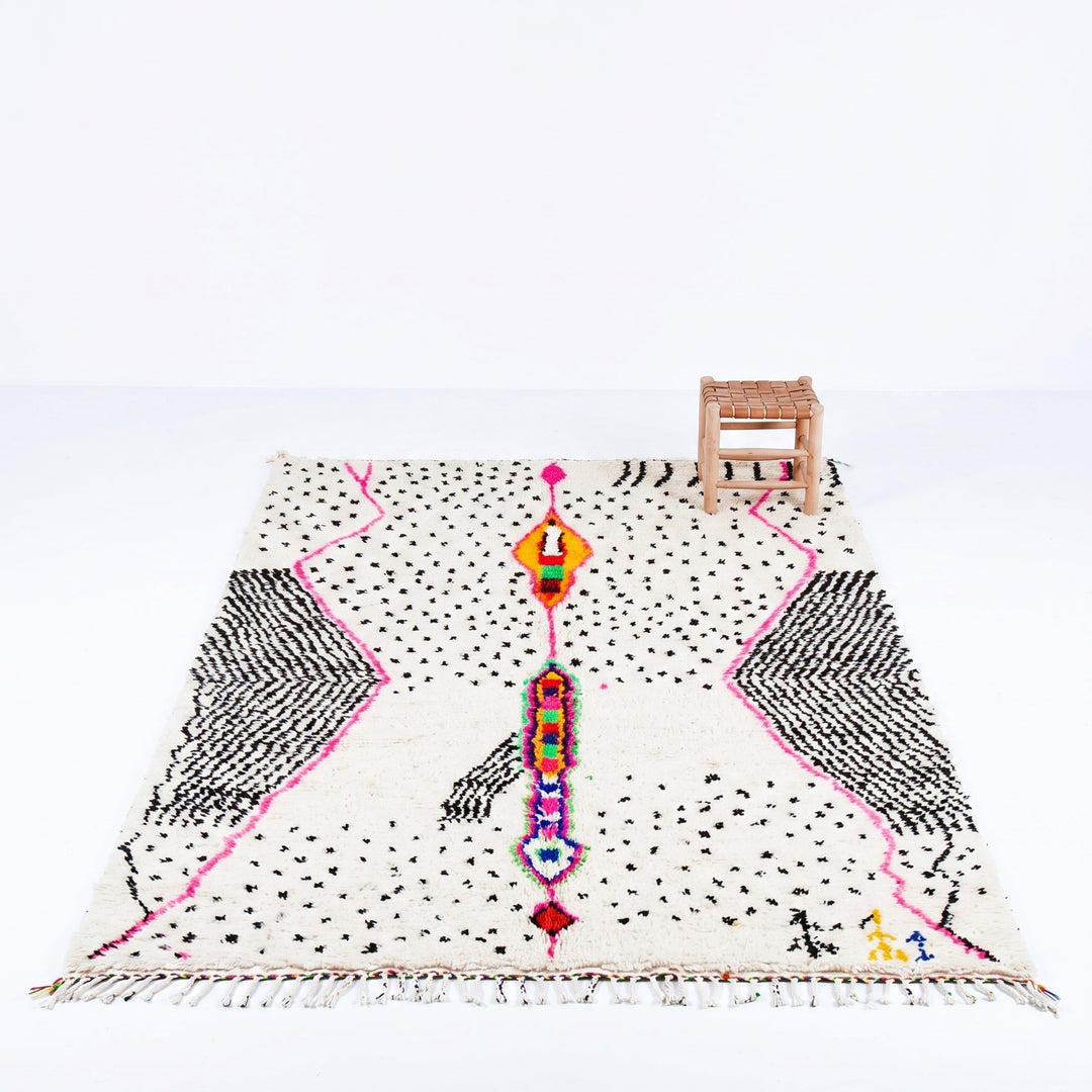 Custom Beni Ourain Rug | Abstract Geometric Accents &amp; Black Dots