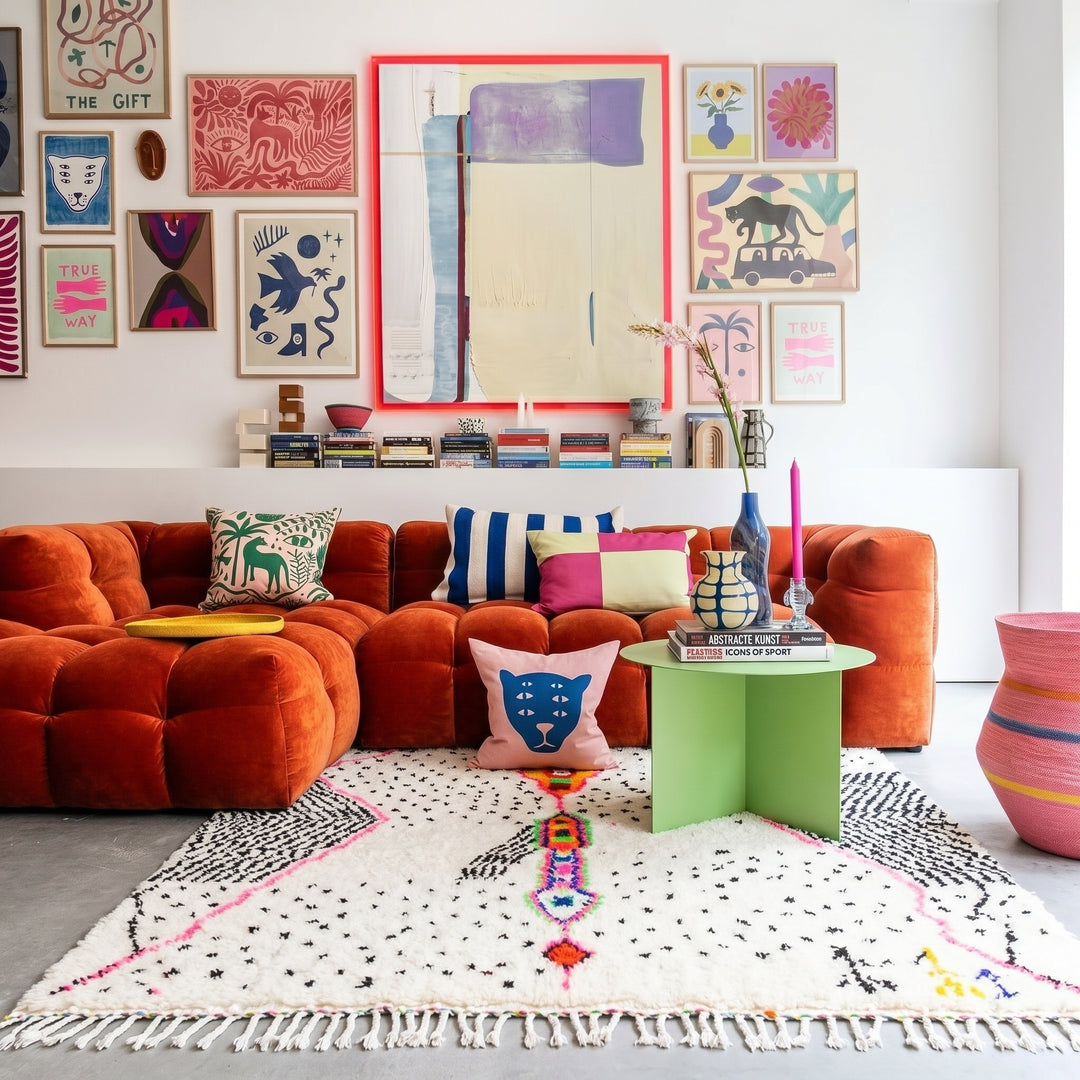 Custom Beni Ourain Rug | Abstract Geometric Accents &amp; Black Dots