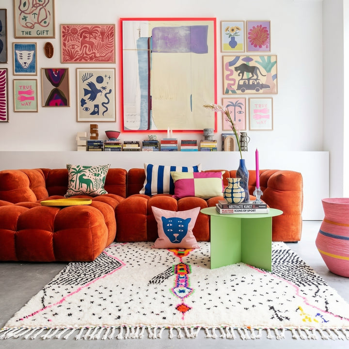 Custom Beni Ourain Rug | Abstract Geometric Accents &amp; Black Dots