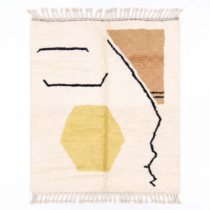 Tapis Beni Ourain personnalisé | Art linéaire abstrait et accents géométriques
