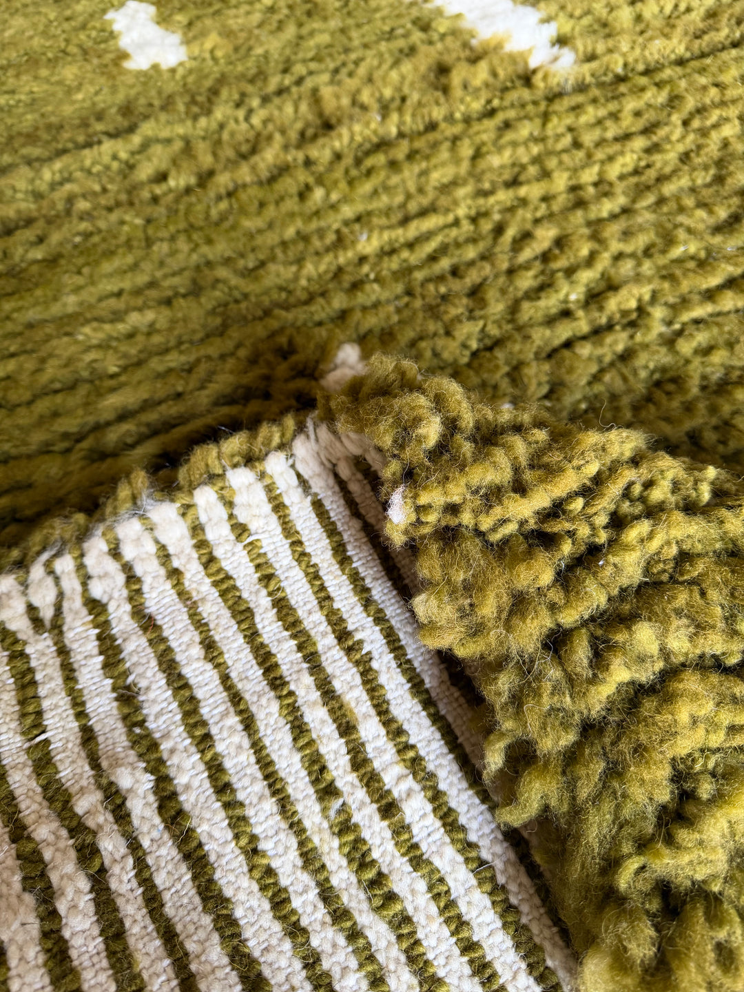Custom Beni Ourain Rug | Abstract Olive Green &amp; Cream