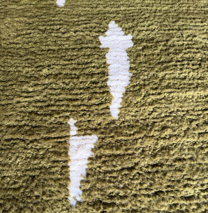 Authentic Custom Beni Ourain Rug | Abstract Olive Green &amp; Cream