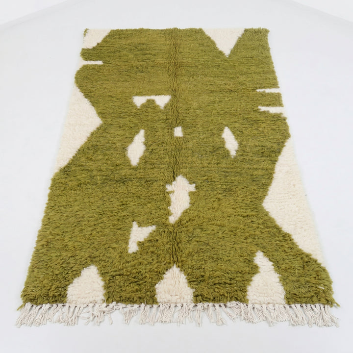 Custom Beni Ourain Rug | Abstract Olive Green &amp; Cream