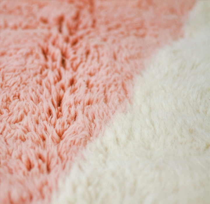 Custom Beni Ourain Rug | Abstract Pink &amp; Mustard Contemporary Art