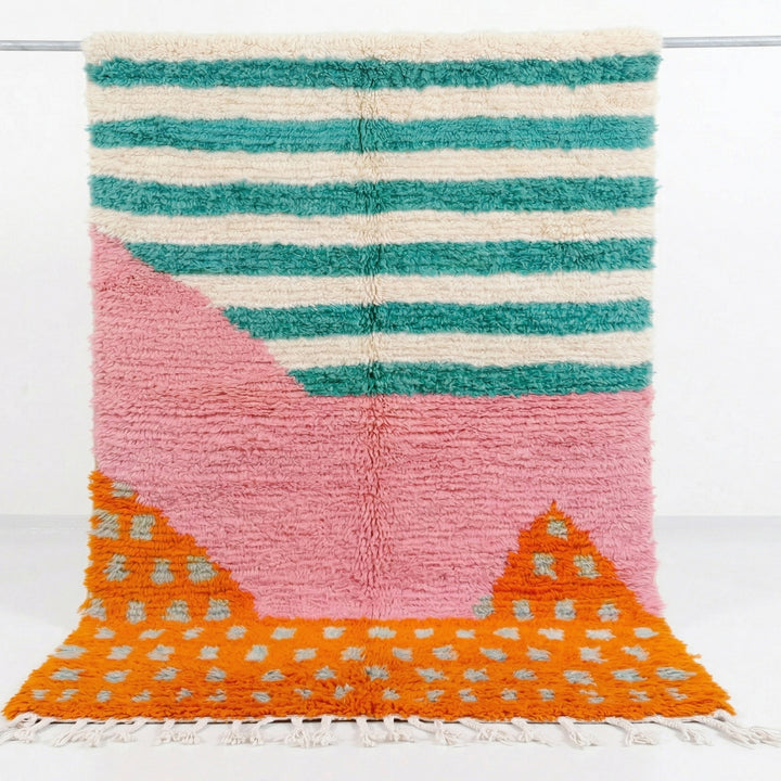 Authentic Custom Beni Ourain Rug | Abstract Pink Sunset Mirage