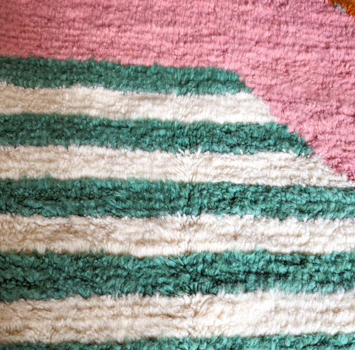 Authentic Custom Beni Ourain Rug | Abstract Pink Sunset Mirage