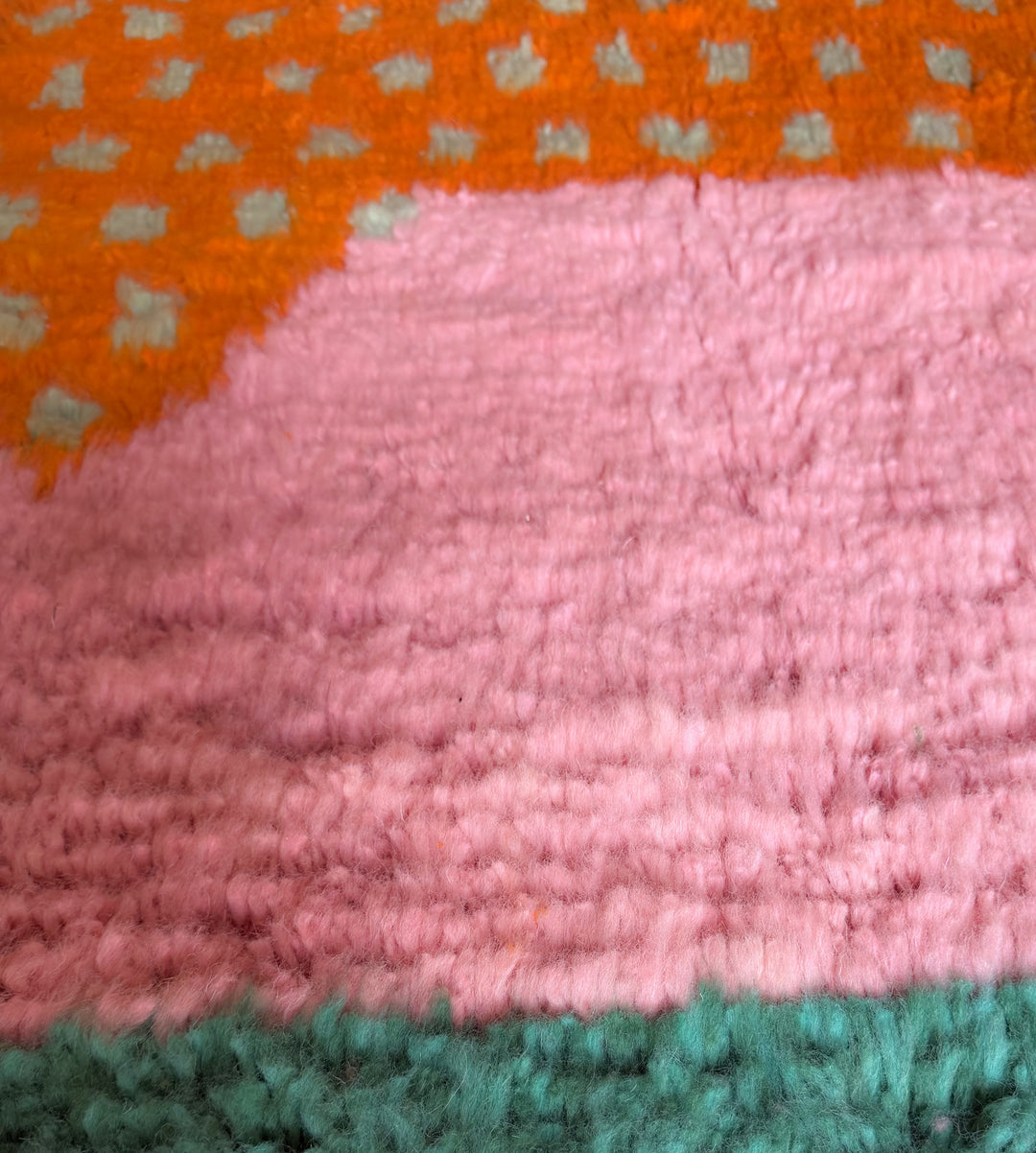 Authentic Custom Beni Ourain Rug | Abstract Pink Sunset Mirage