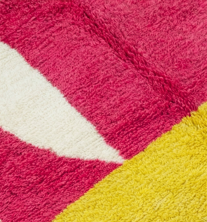 Authentic Custom Beni Ourain Rug | Abstract Pink and Yellow Color Block