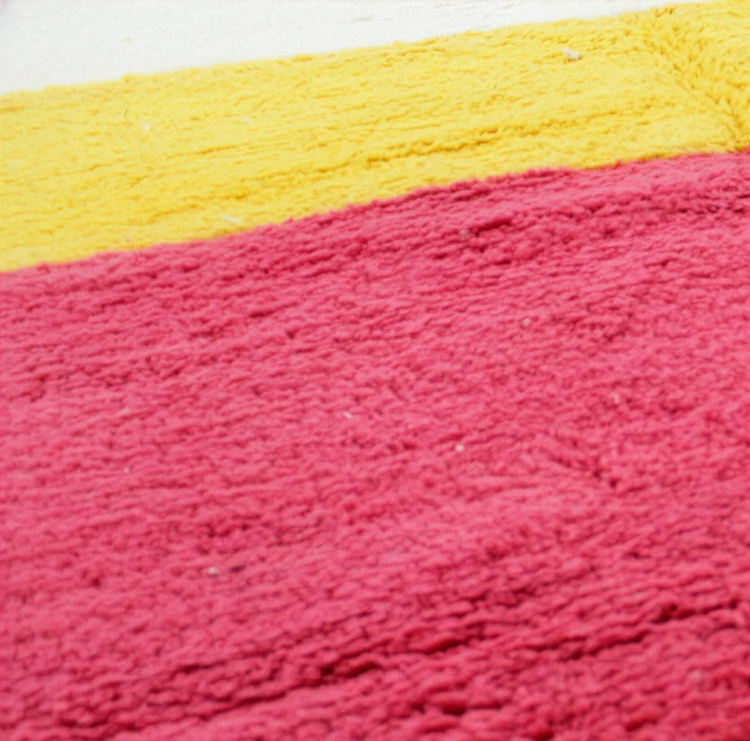 Authentic Custom Beni Ourain Rug | Abstract Pink and Yellow Color Block