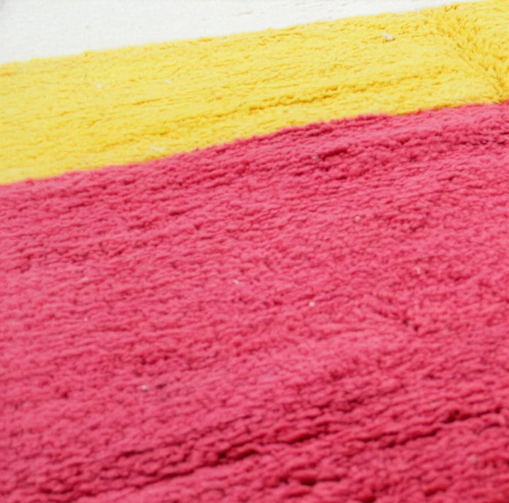 Authentic Custom Beni Ourain Rug | Abstract Pink and Yellow Color Block