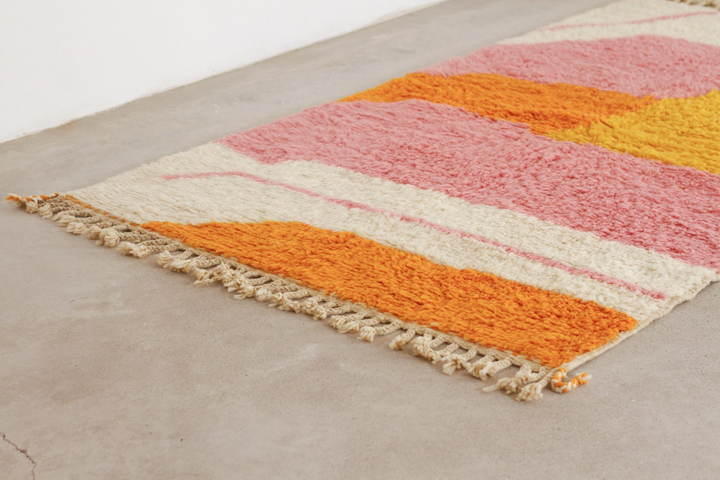 Custom Beni Ourain Rug |Abstract Sunset Color Block
