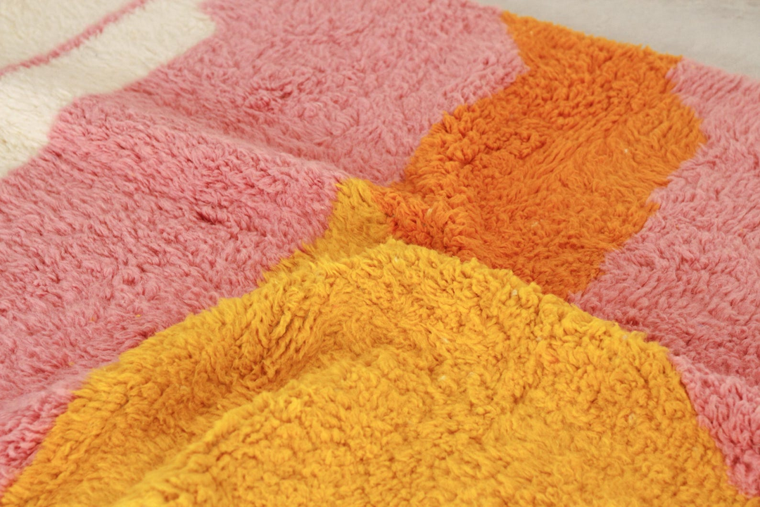 Custom Beni Ourain Rug |Abstract Sunset Color Block