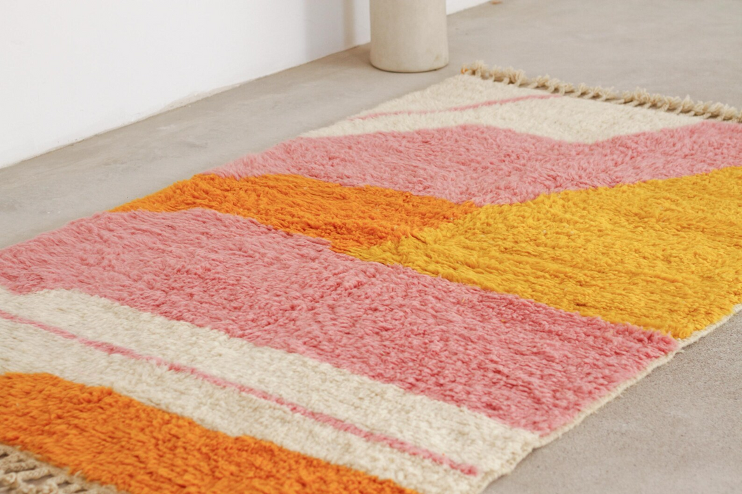 Custom Beni Ourain Rug |Abstract Sunset Color Block
