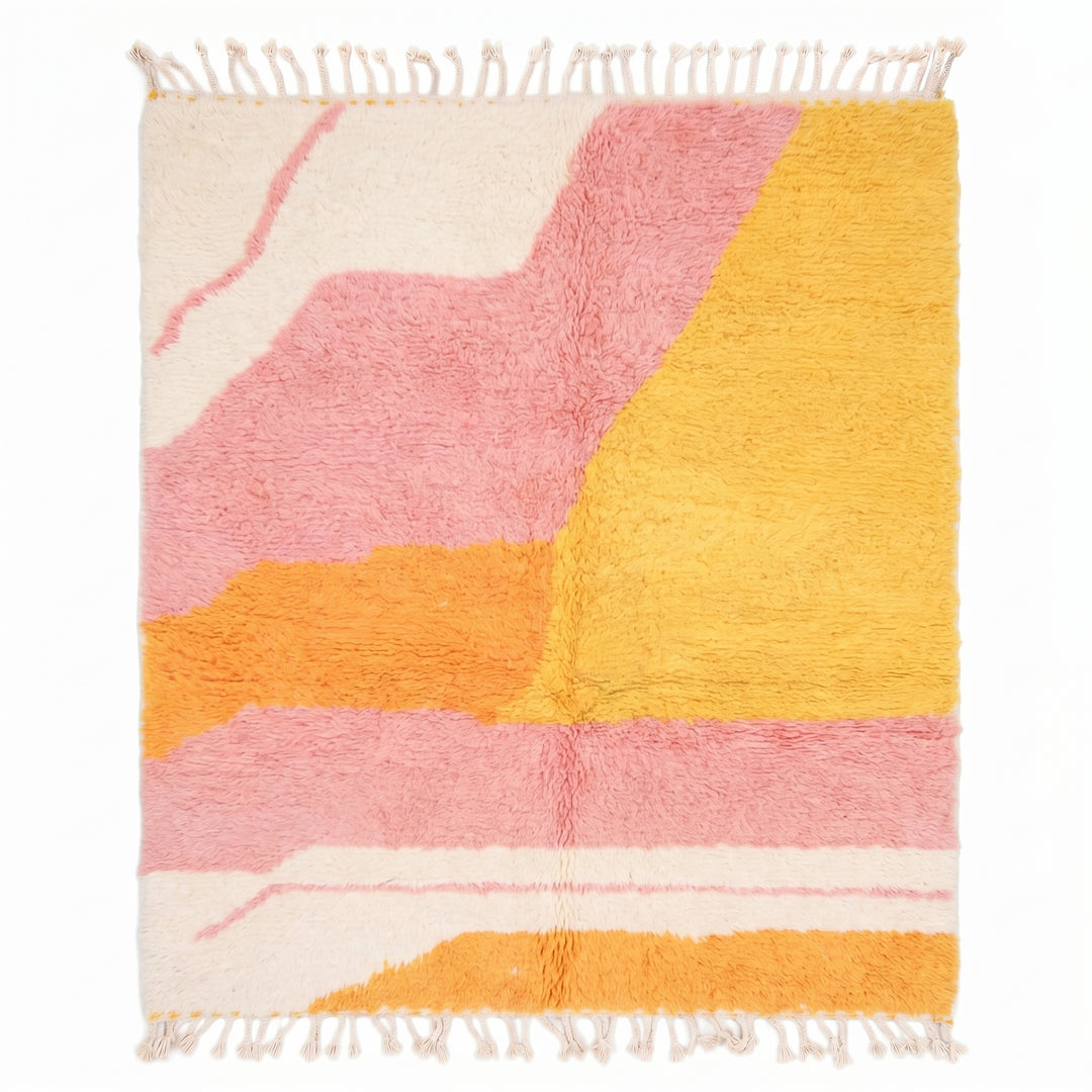 Custom Beni Ourain Rug |Abstract Sunset Color Block