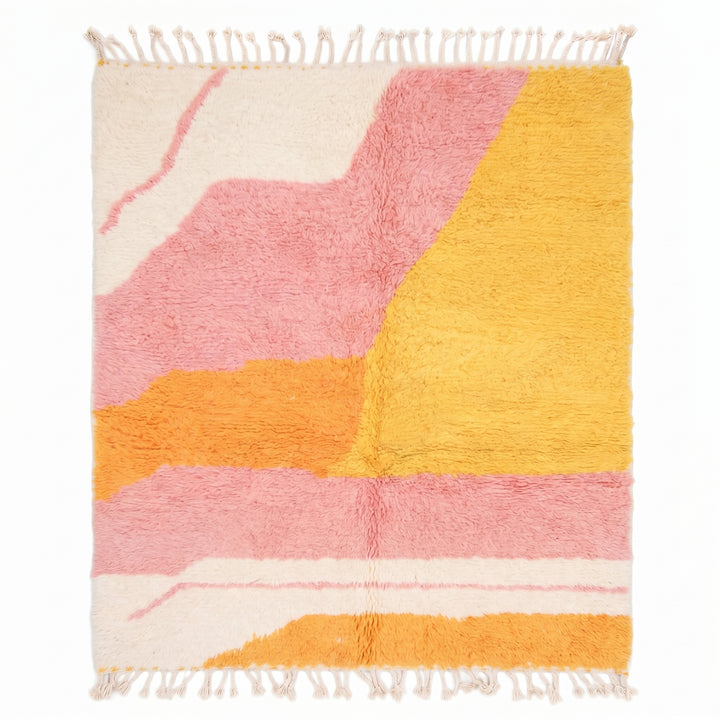 Custom Beni Ourain Rug |Abstract Sunset Color Block