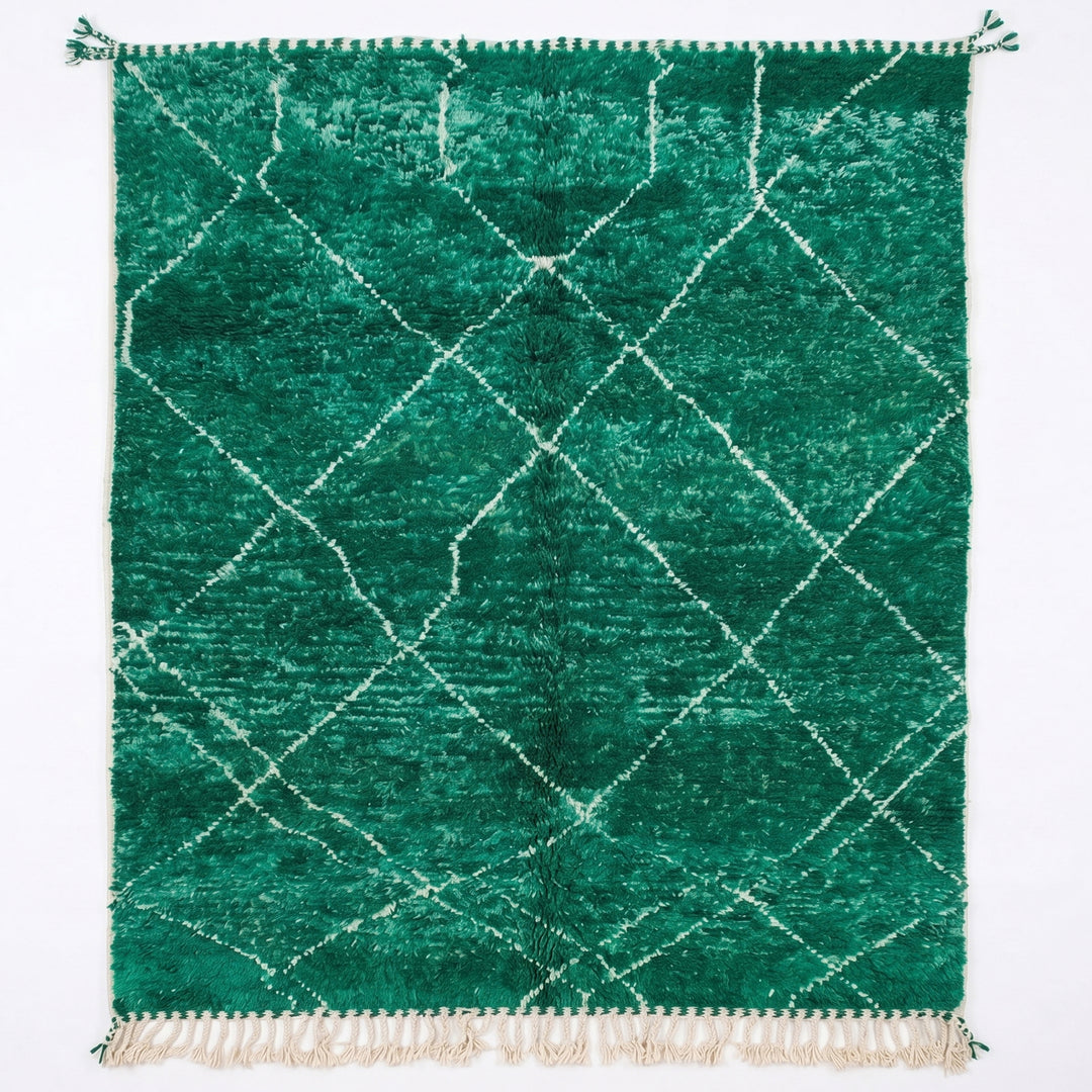 Custom Beni Ourain Rug | Authentic Deep Green Diamond Motif
