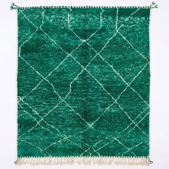 Custom Beni Ourain Rug | Authentic Deep Green Diamond Motif