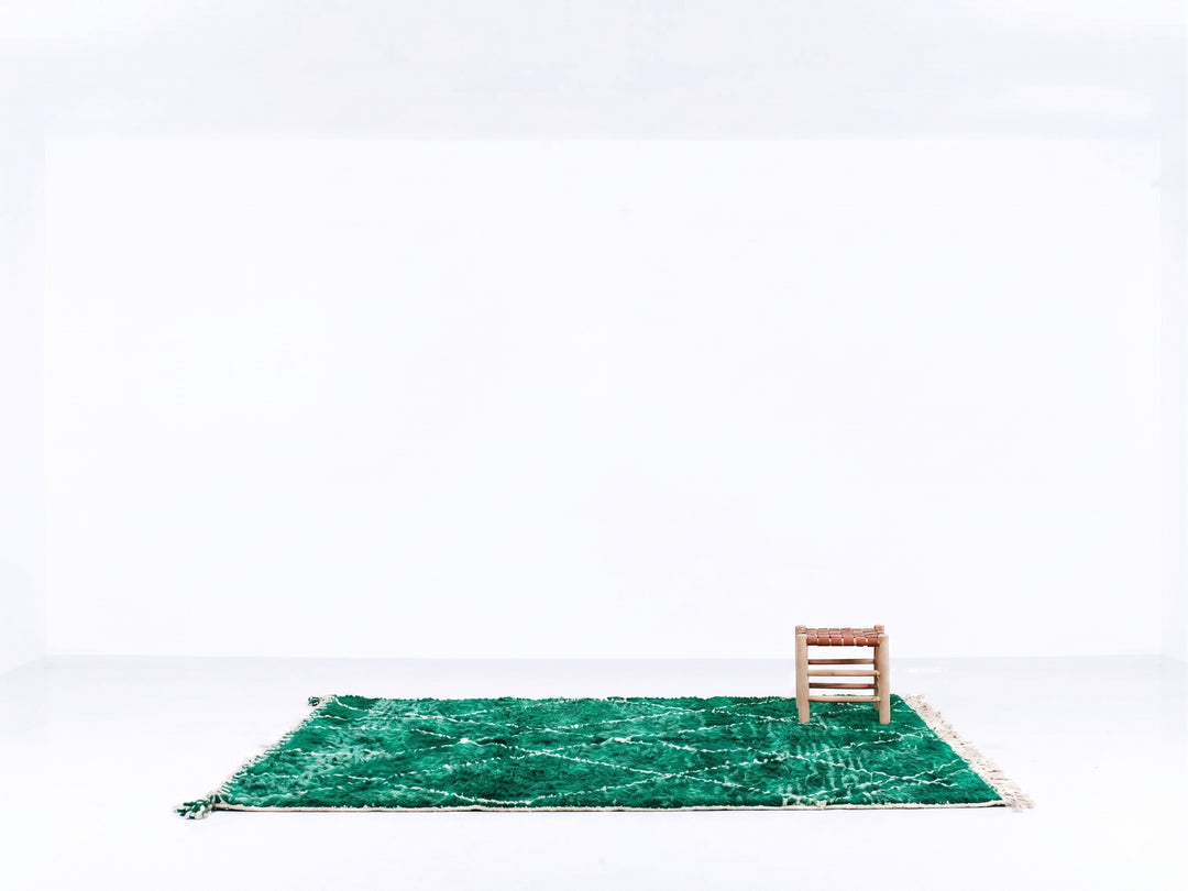Authentic Custom Beni Ourain Rug | Authentic Deep Green Diamond Motif