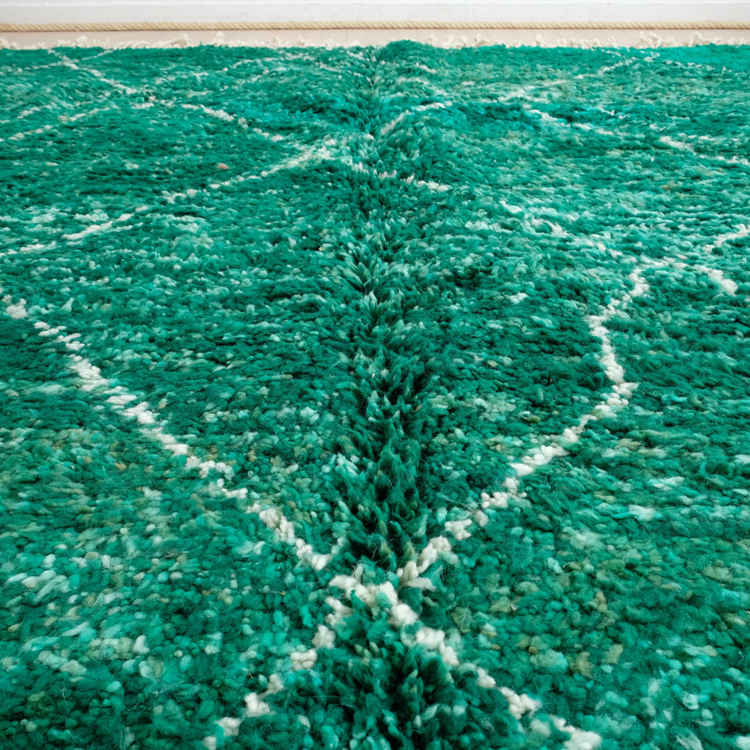 Authentic Custom Beni Ourain Rug | Authentic Deep Green Diamond Motif