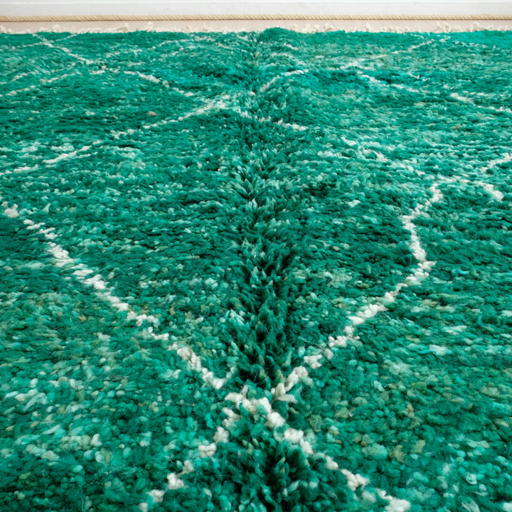 Authentic Custom Beni Ourain Rug | Authentic Deep Green Diamond Motif