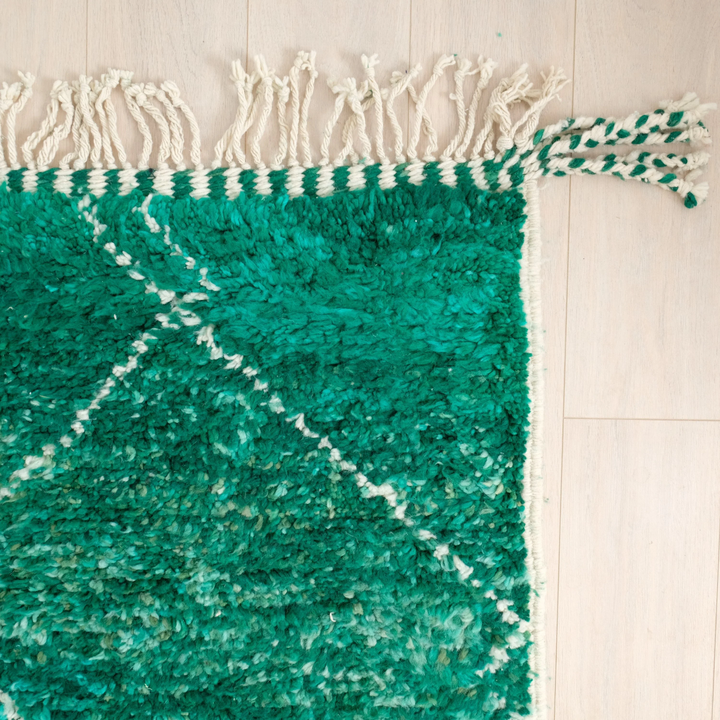 Authentic Custom Beni Ourain Rug | Authentic Deep Green Diamond Motif