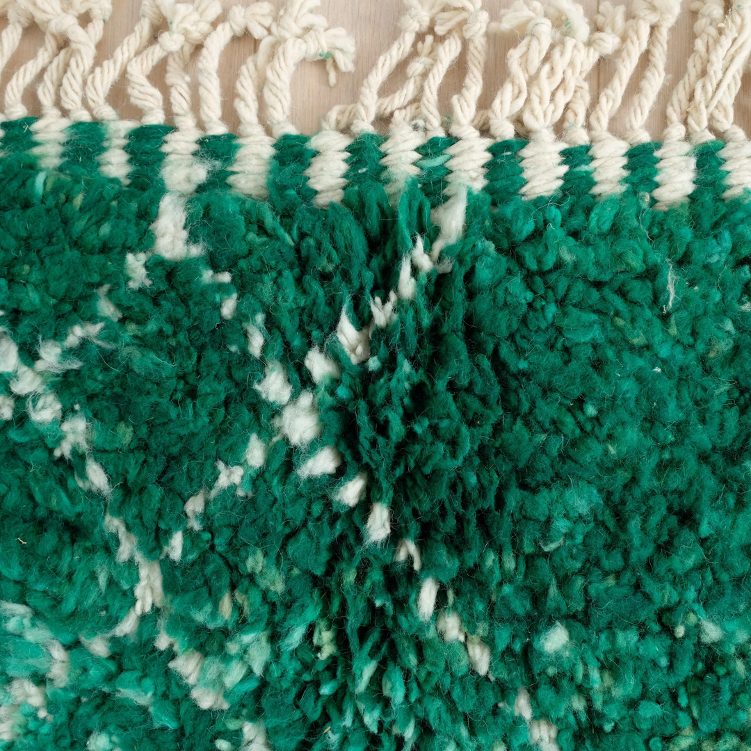 Authentic Custom Beni Ourain Rug | Authentic Deep Green Diamond Motif