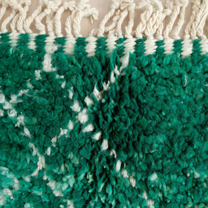 Authentic Custom Beni Ourain Rug | Authentic Deep Green Diamond Motif