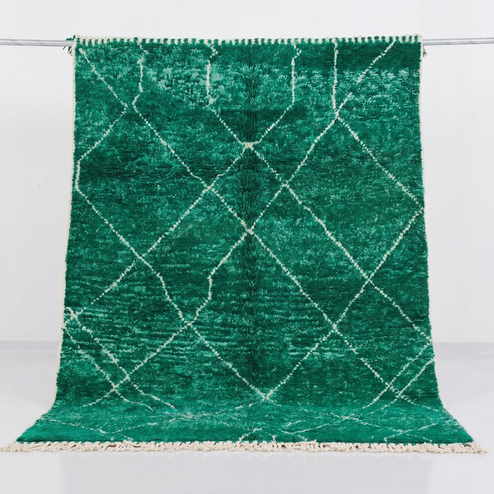 Authentic Custom Beni Ourain Rug | Authentic Deep Green Diamond Motif