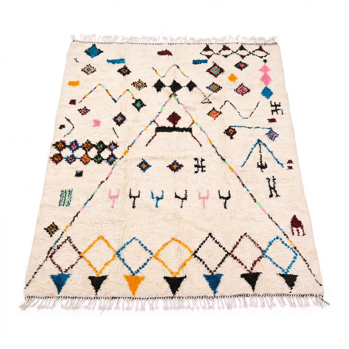 Custom Beni Ourain Rug | Azilal Wool Rug Playful Multicolored Design