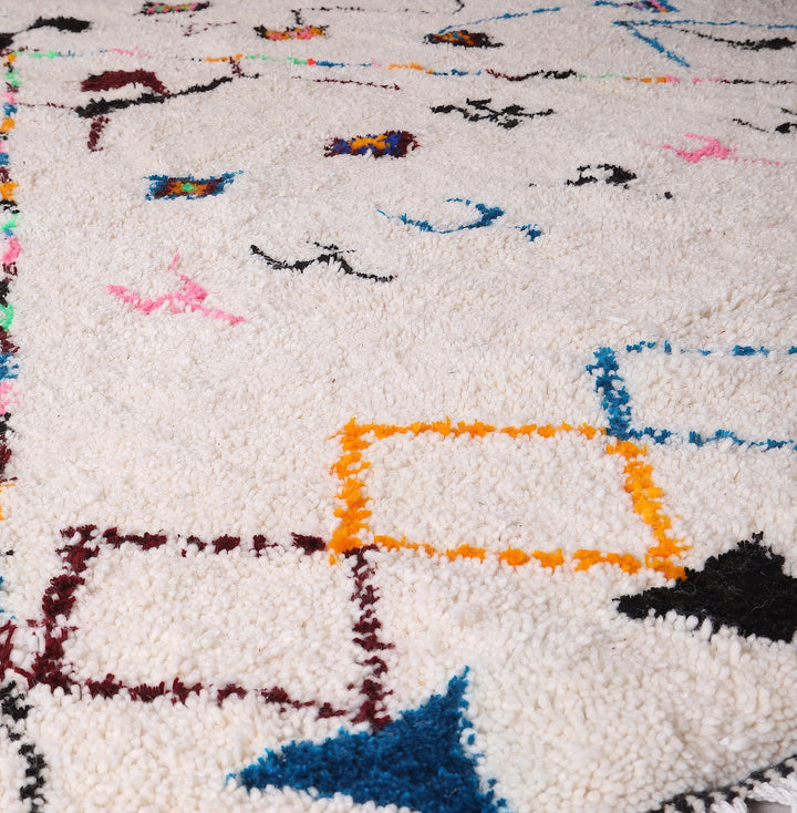 Custom Beni Ourain Rug | Azilal Wool Rug Playful Multicolored Design