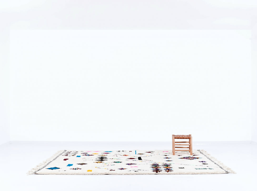 Custom Beni Ourain Rug | Azilal Wool Rug Playful Multicolored Design