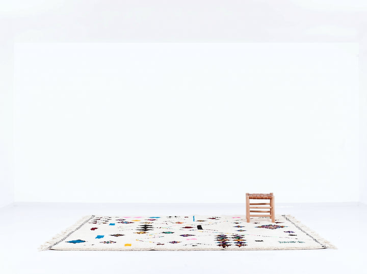 Custom Beni Ourain Rug | Azilal Wool Rug Playful Multicolored Design