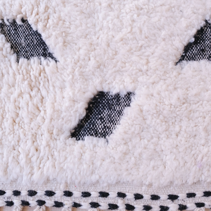 Authentic Custom Beni Ourain Rug | Black and White Deconstructed Geometric Shag