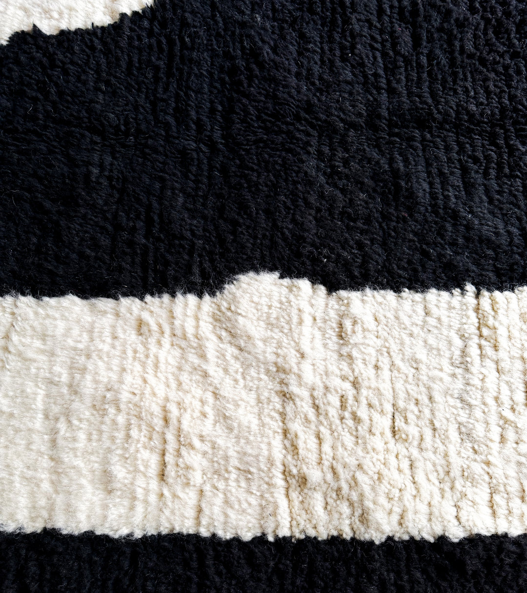 Authentic Custom Beni Ourain Rug | Bold Black &amp; Ivory Abstract Minimalist