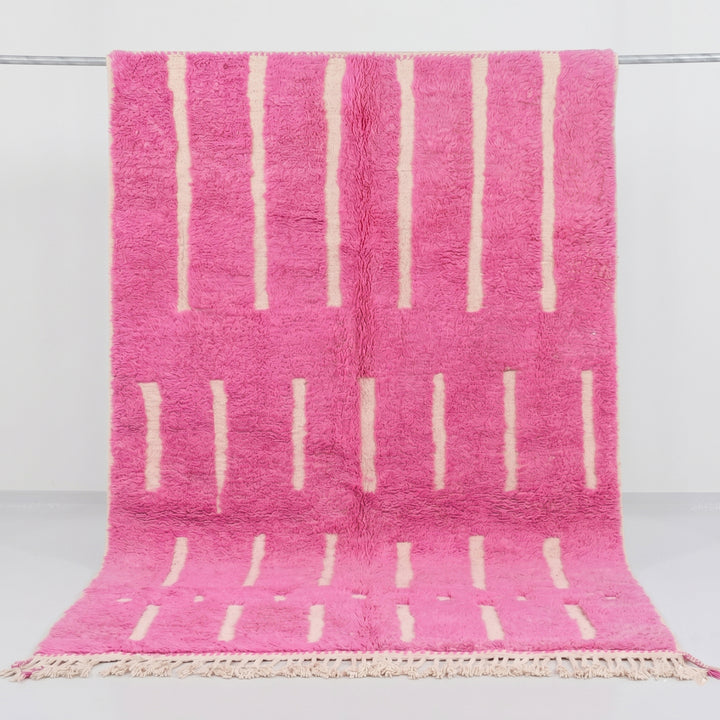 Custom Beni Ourain Rug | Bright Pink Geometric Stripe