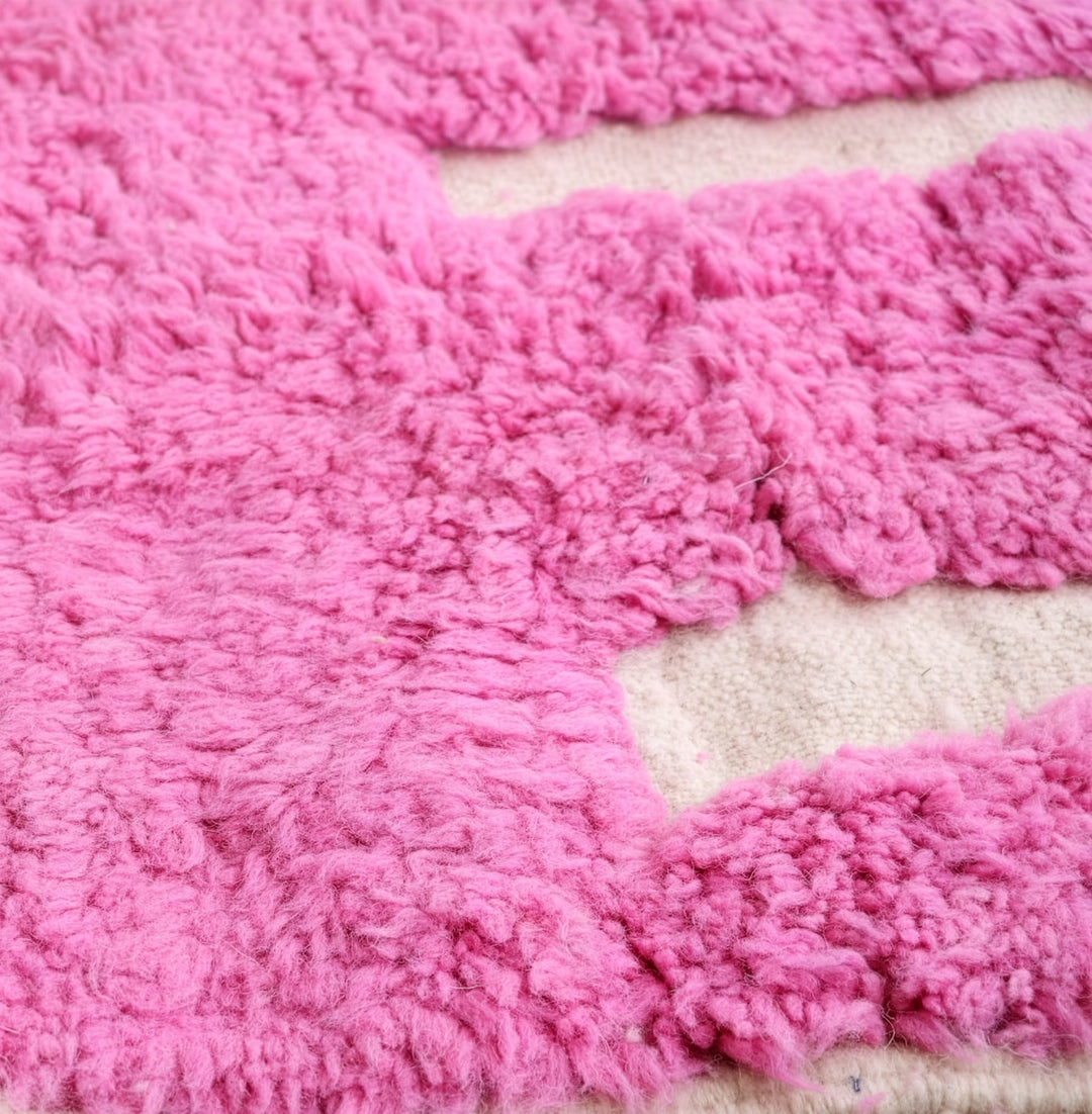 Custom Beni Ourain Rug | Bright Pink Geometric Stripe