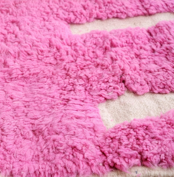 Custom Beni Ourain Rug | Bright Pink Geometric Stripe