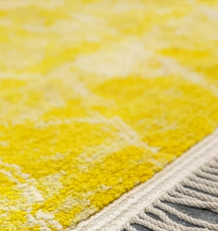 Custom Beni Ourain Rug | Bright Yellow Beni Ourain Geometric