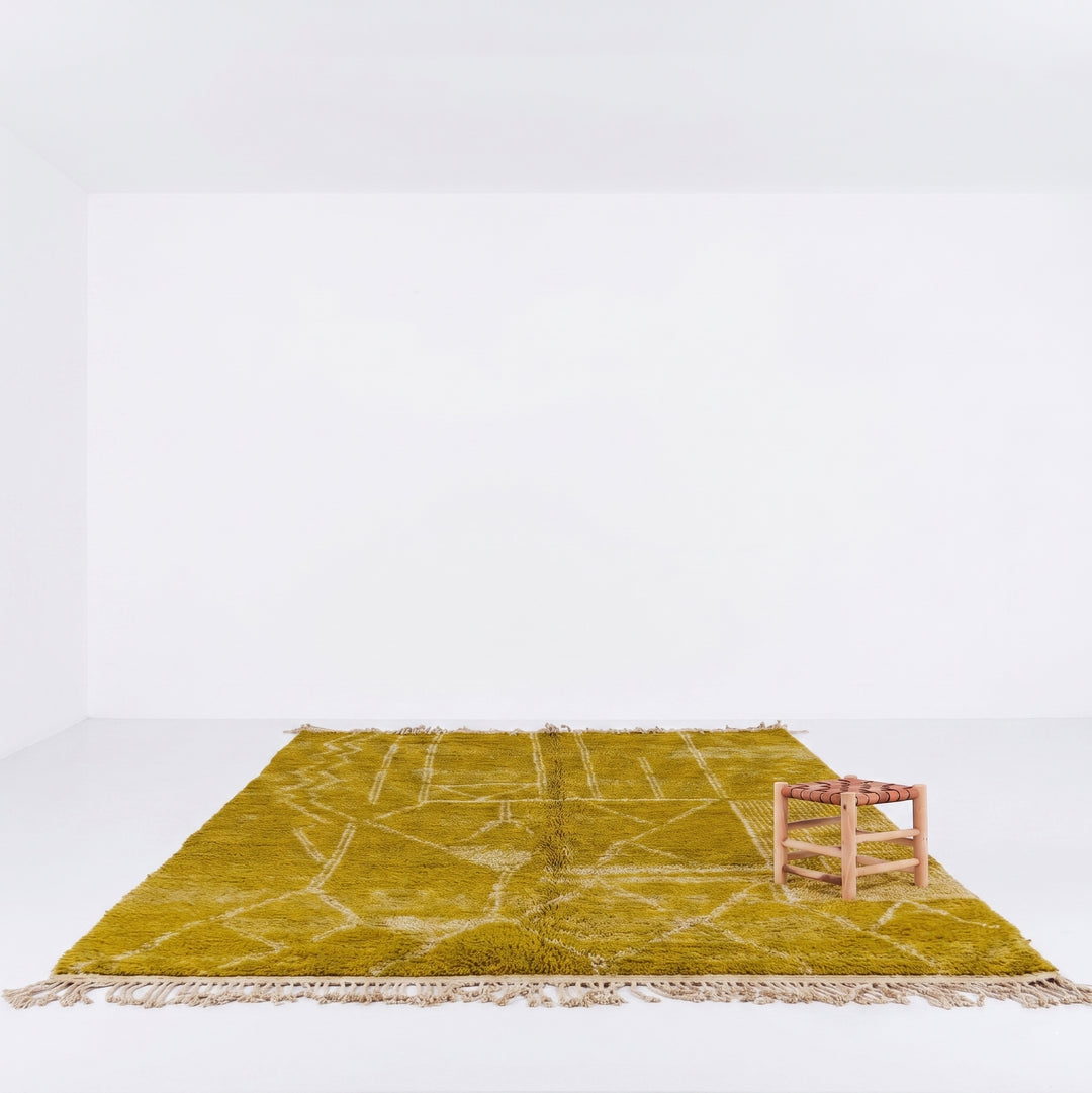 Custom Beni Ourain Rug | Bright Yellow Beni Ourain Geometric