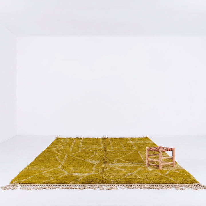 Custom Beni Ourain Rug | Bright Yellow Beni Ourain Geometric