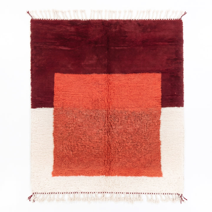 Tapis Beni Ourain sur mesure | Bordeaux et orange coucher de soleil