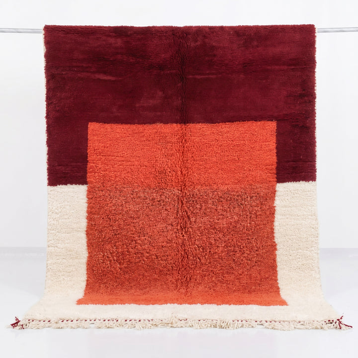 Tapis Beni Ourain sur mesure | Bordeaux et orange coucher de soleil