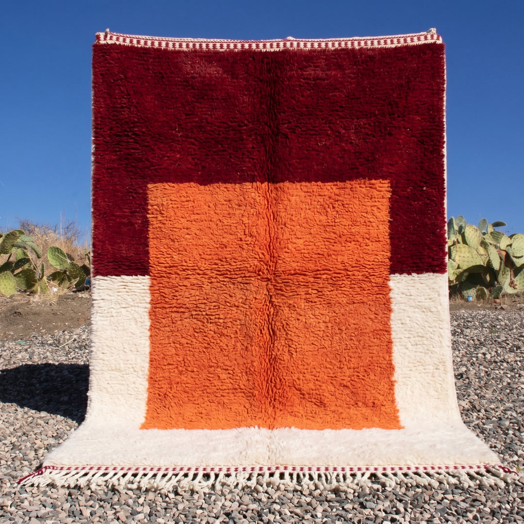 Tapis Beni Ourain sur mesure | Bordeaux et orange coucher de soleil