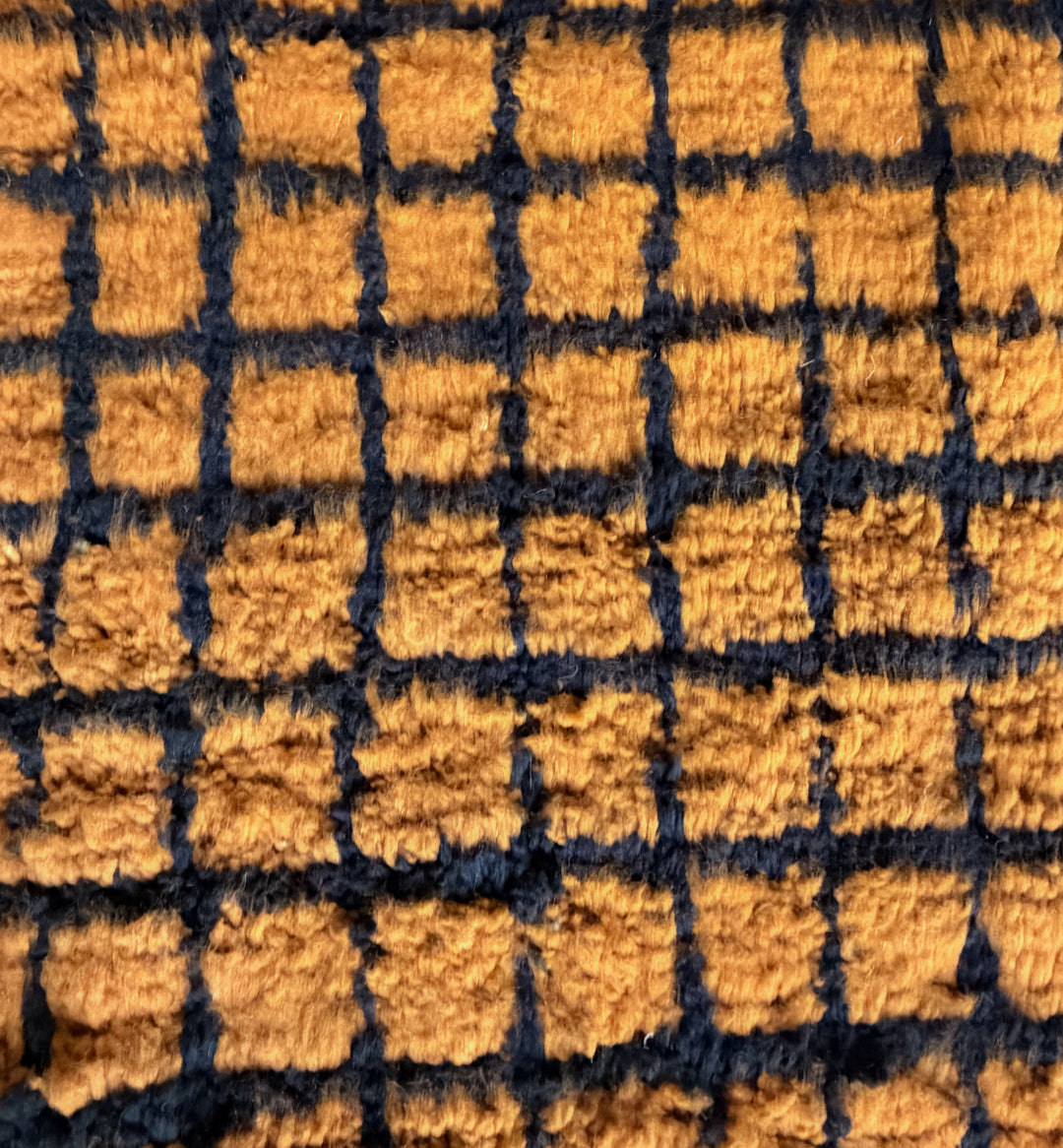 Authentic Custom Beni Ourain Rug | Burnt Orange &amp; Black Grid