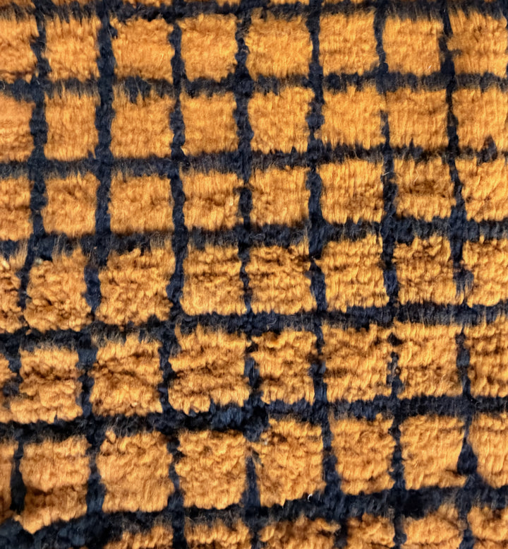 Authentic Custom Beni Ourain Rug | Burnt Orange &amp; Black Grid