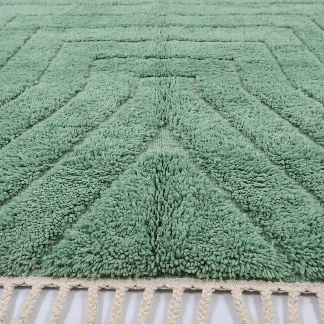 Tapis Beni Ourain personnalisé | Tapis Beni texturé sculpté vert sauge