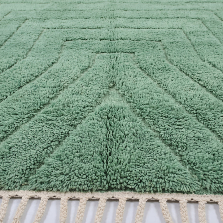 Tapis Beni Ourain personnalisé | Tapis Beni texturé sculpté vert sauge