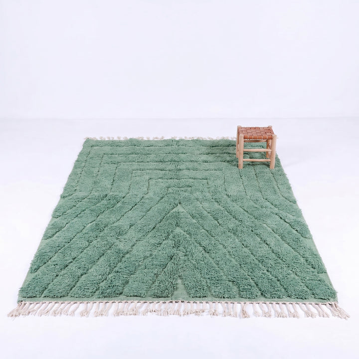 Tapis Beni Ourain personnalisé | Tapis Beni texturé sculpté vert sauge